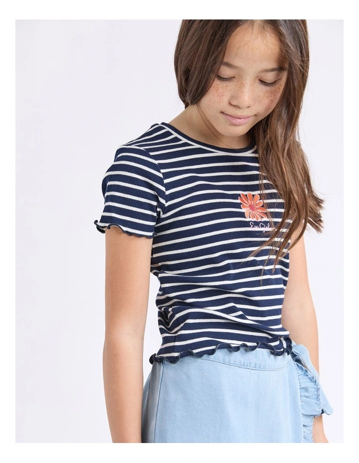Issy Rib Tee (8 - 16 Years) in Navy image 4