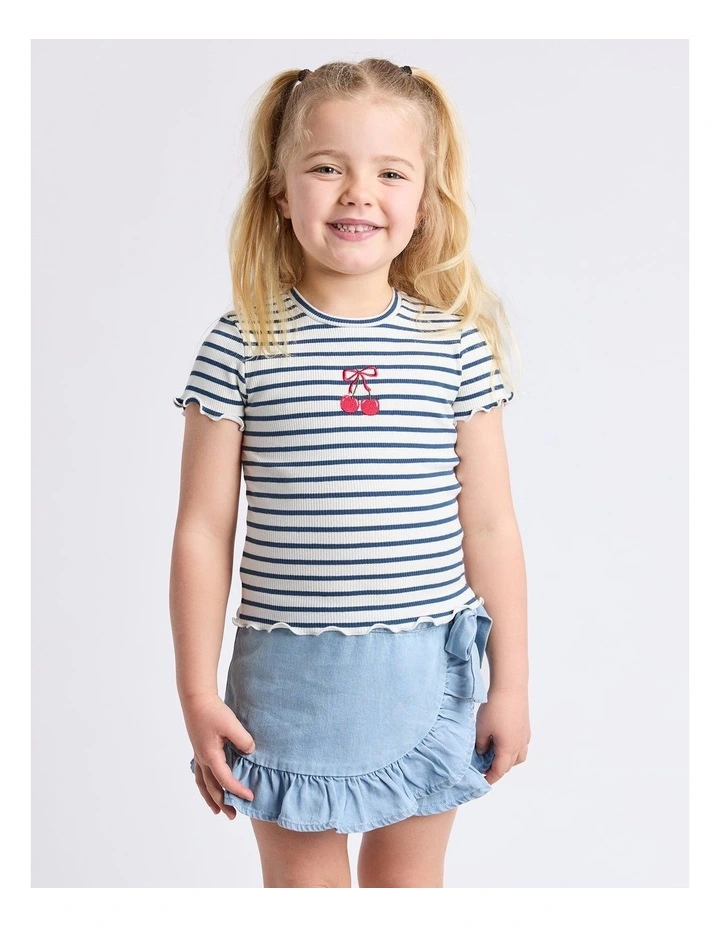 Betty Rib Tee (3 - 7 Years) in Navy image 1