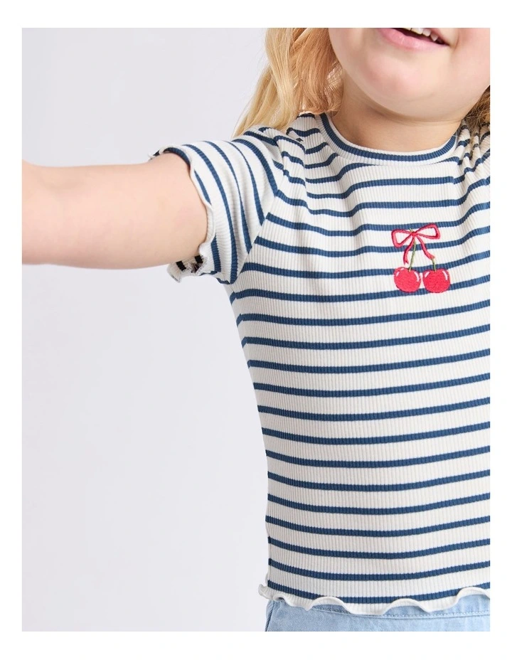 Betty Rib Tee (3 - 7 Years) in Navy image 4