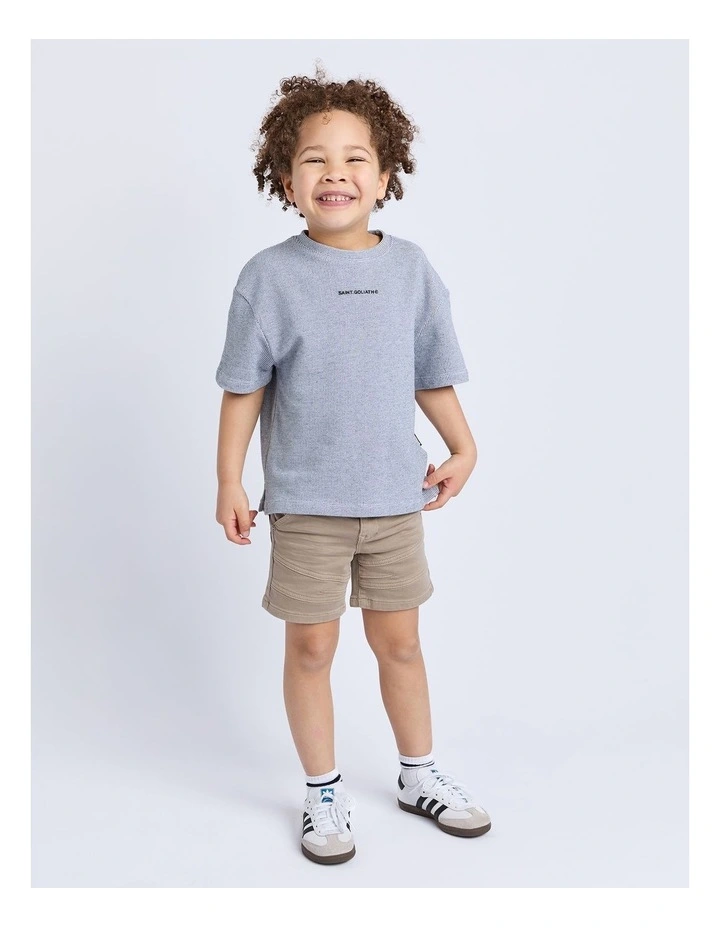 Waffle Tee (3-7 Years) in Grey image 3