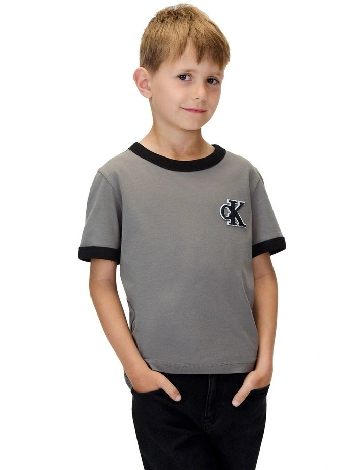 Ringer Logo Short Sleeve T-shirt in Grey image 1