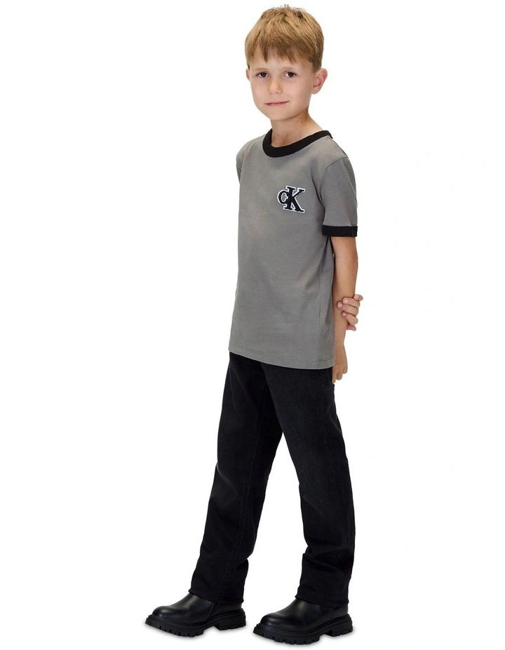 Ringer Logo Short Sleeve T-shirt in Grey image 3