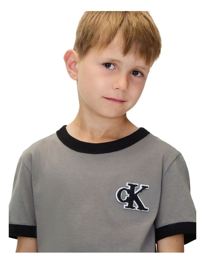 Ringer Logo Short Sleeve T-shirt in Grey image 4