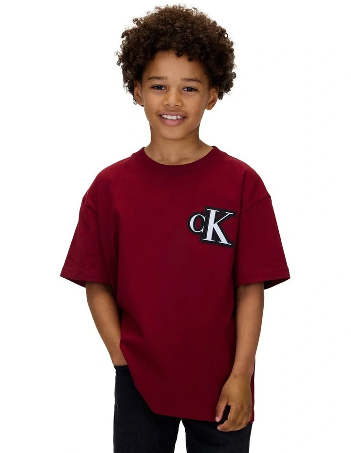 Festive Graphic Logo Short Sleeve T-shirt in Red image 1