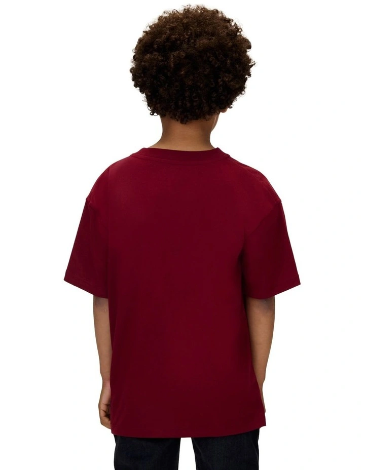 Festive Graphic Logo Short Sleeve T-shirt in Red image 2