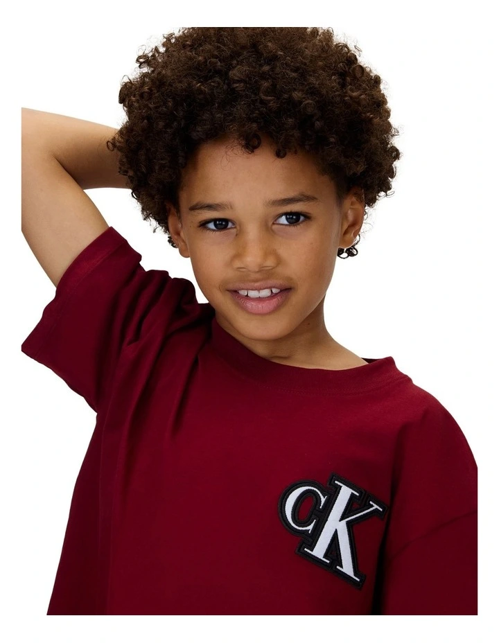 Festive Graphic Logo Short Sleeve T-shirt in Red image 3