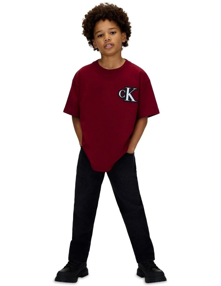 Festive Graphic Logo Short Sleeve T-shirt in Red image 4