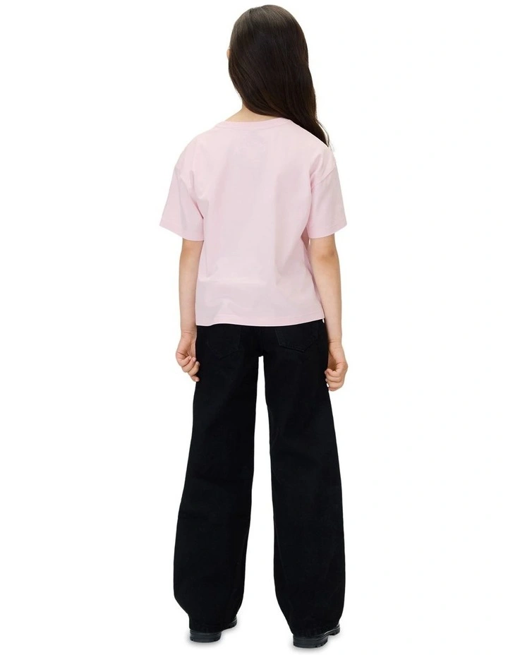 Festive Graphic Logo Short Sleeve T-shirt in Pink image 2