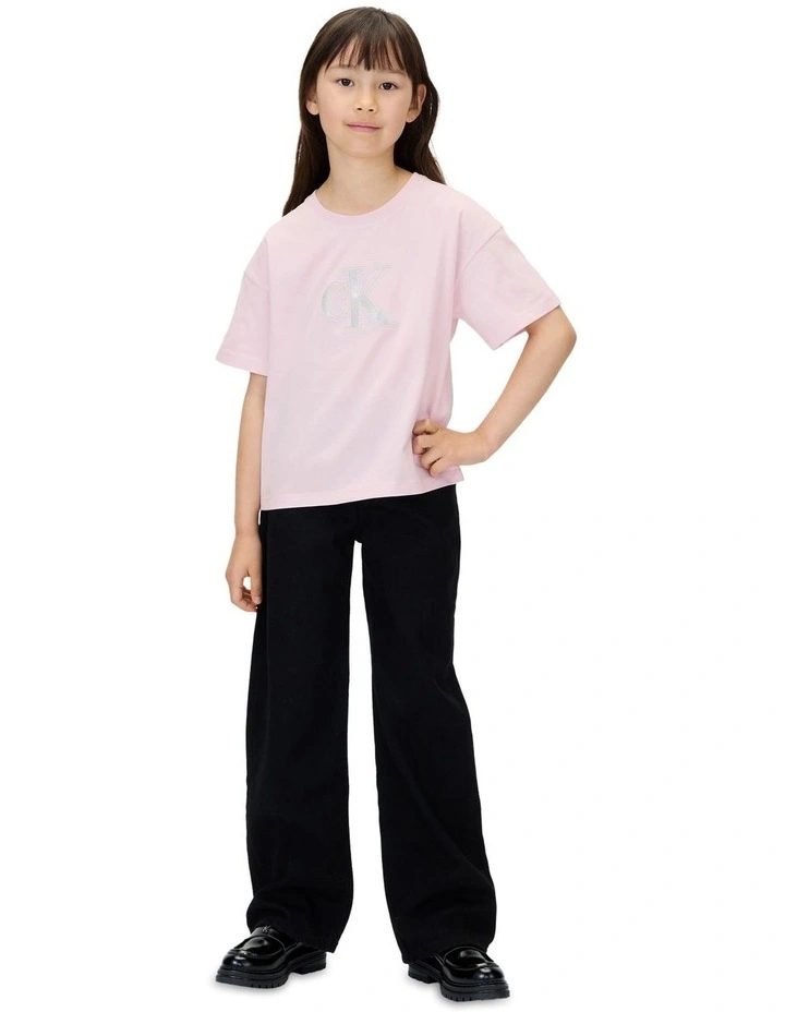 Festive Graphic Logo Short Sleeve T-shirt in Pink image 3