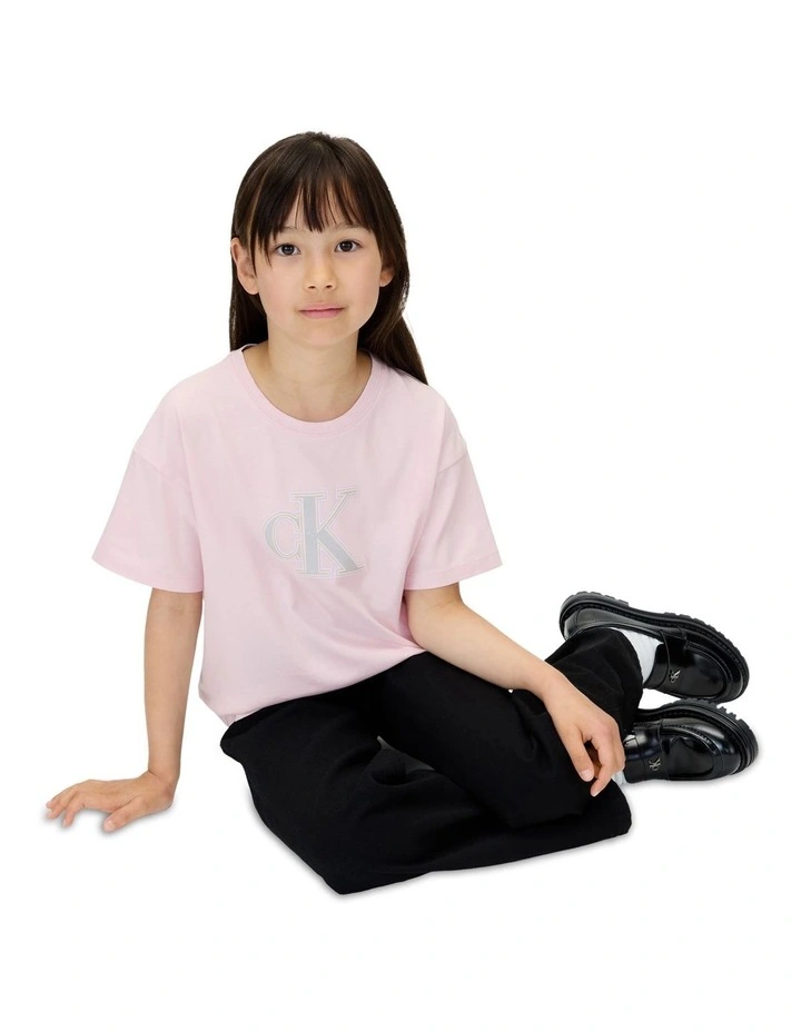 Festive Graphic Logo Short Sleeve T-shirt in Pink image 4