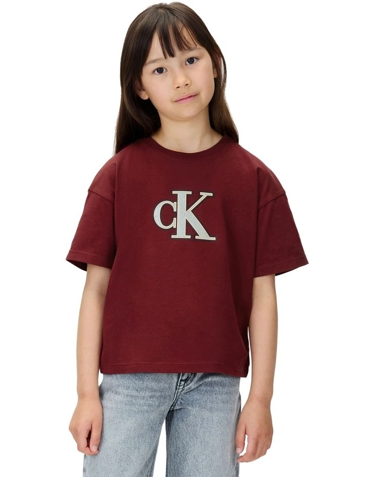 Festive Graphic Logo Short Sleeve T-shirt in Red image 1