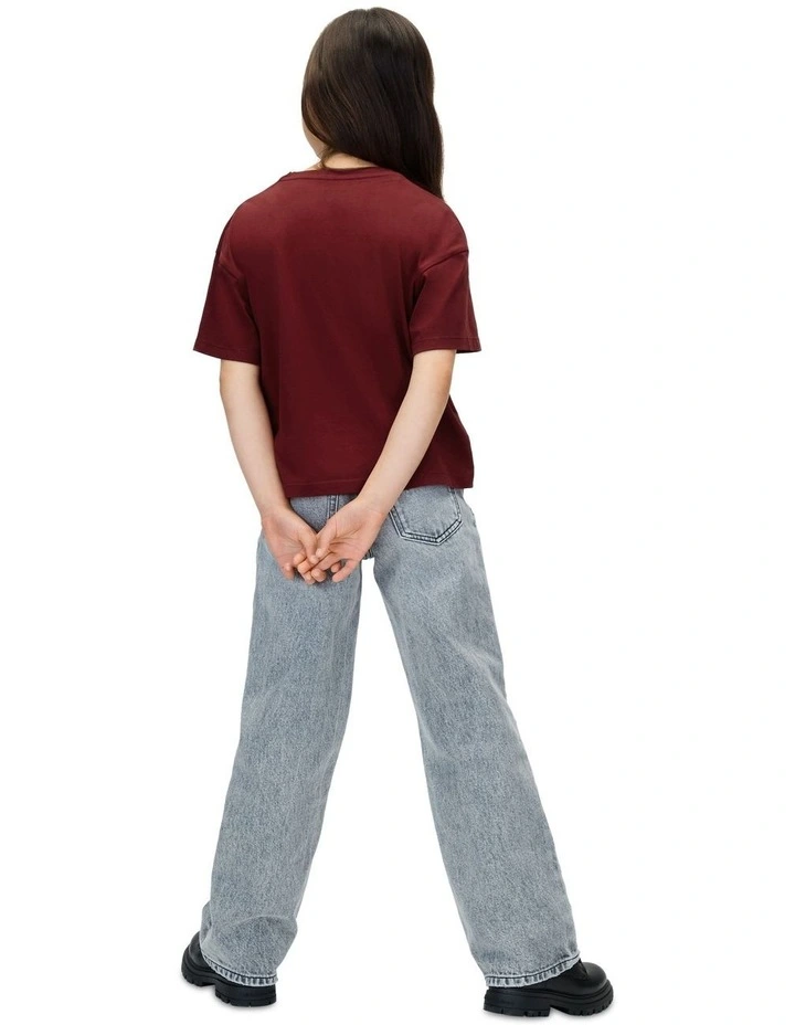 Festive Graphic Logo Short Sleeve T-shirt in Red image 2