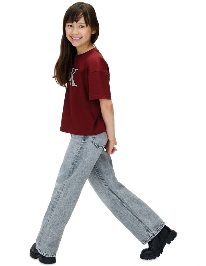 Festive Graphic Logo Short Sleeve T-shirt in Red image 3