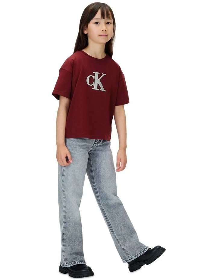 Festive Graphic Logo Short Sleeve T-shirt in Red image 4