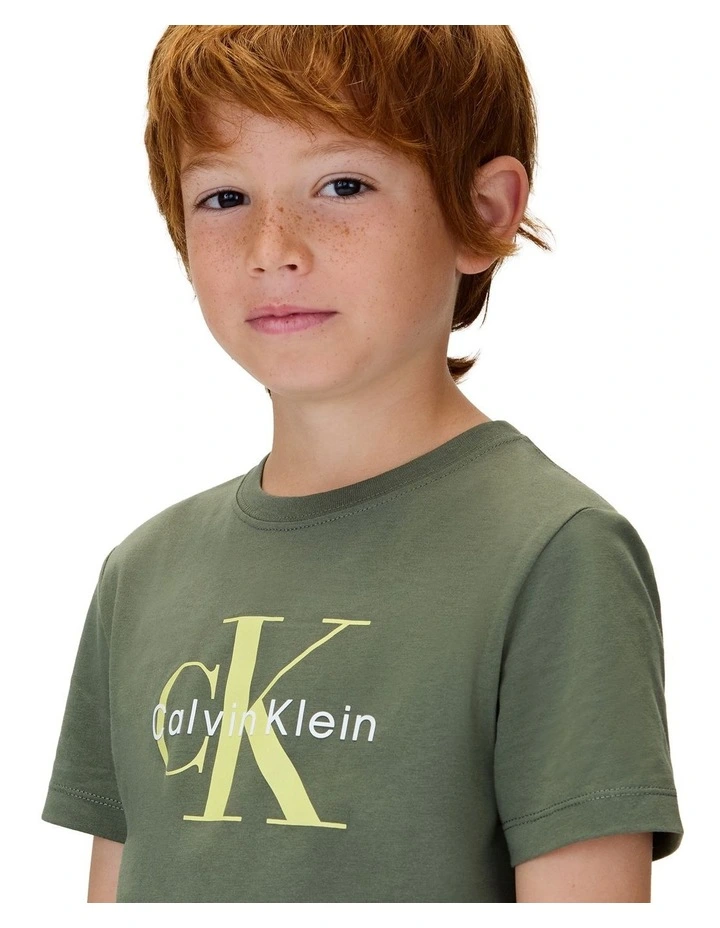 Monogram Short Sleeve T-shirt (8-16 Years) in Green image 4