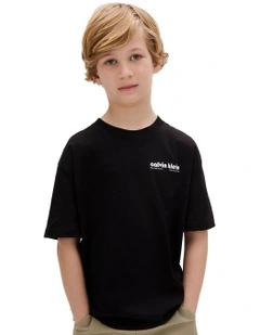 Relaxed Logo Back Print T-shirt (8-16 Years) in Black