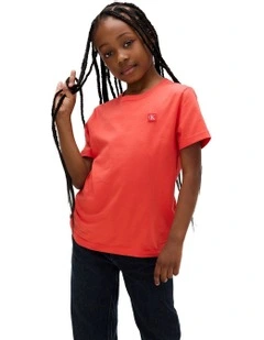 Monogram Mini Badge Tee (8-16 Years) in Red