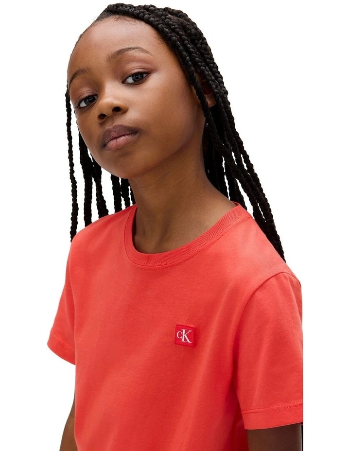 Monogram Mini Badge Tee (8-16 Years) in Red image 3