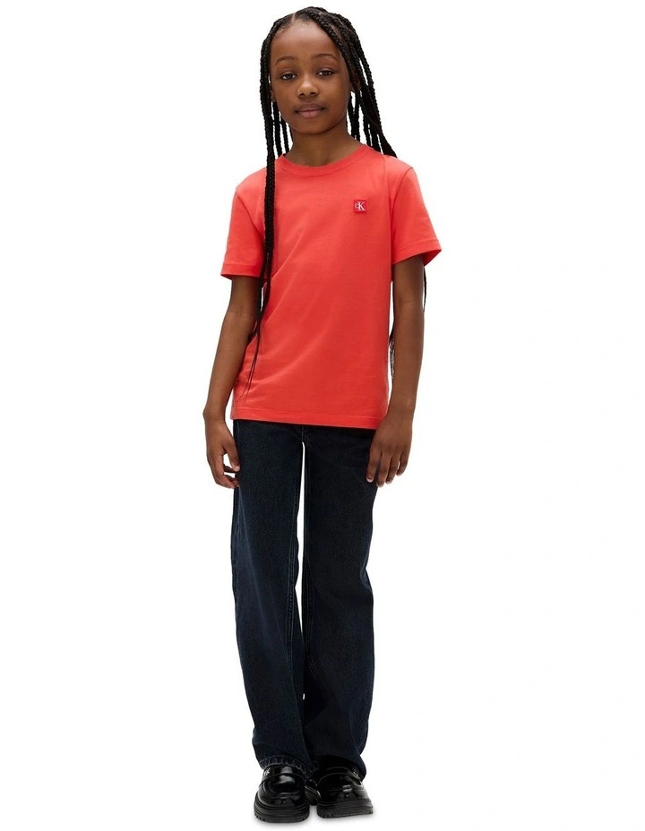 Monogram Mini Badge Tee (8-16 Years) in Red image 4