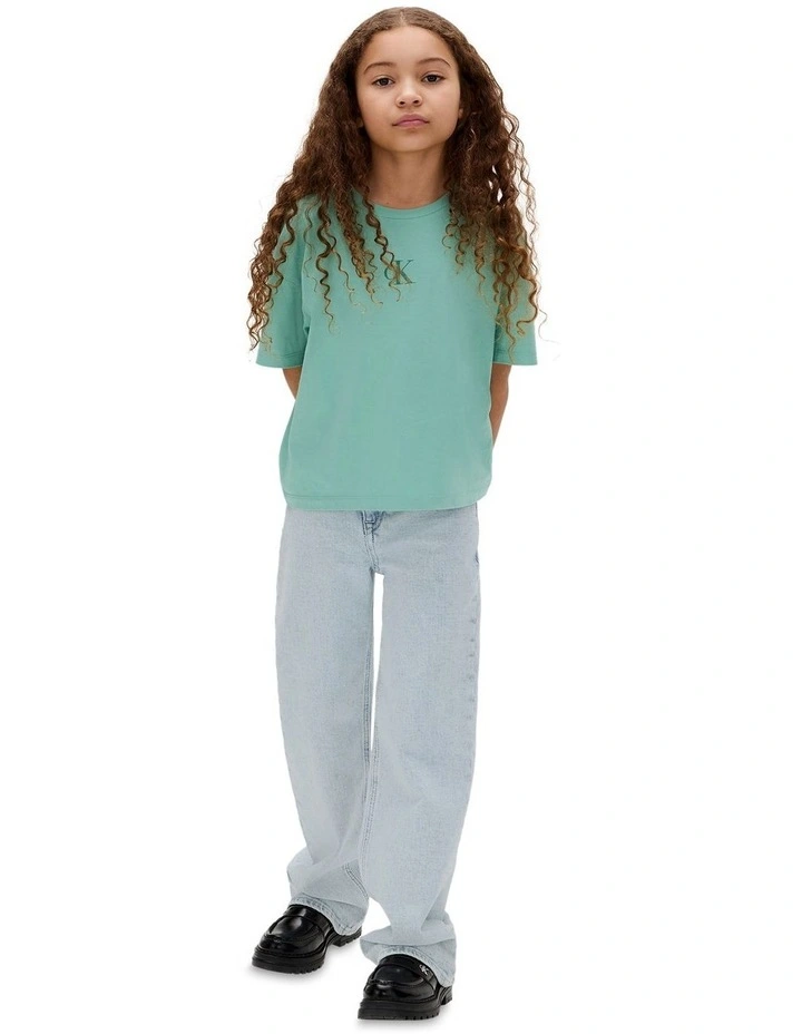 Boxy Logo T-shirt (8-16 Years) in Green image 6