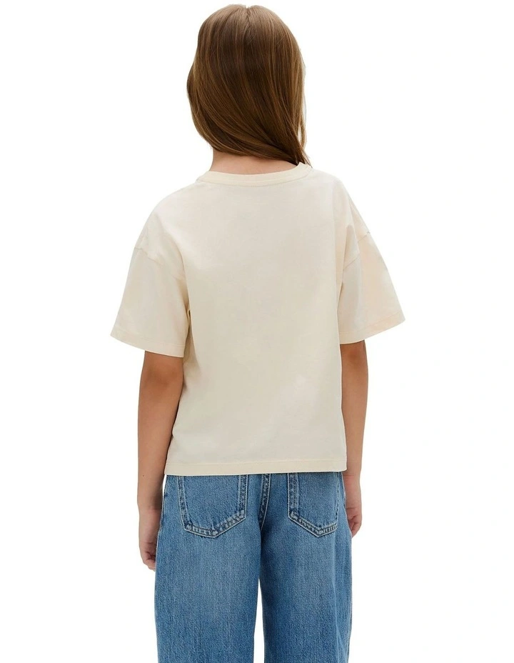 Boxy Logo T-shirt in Cream image 2