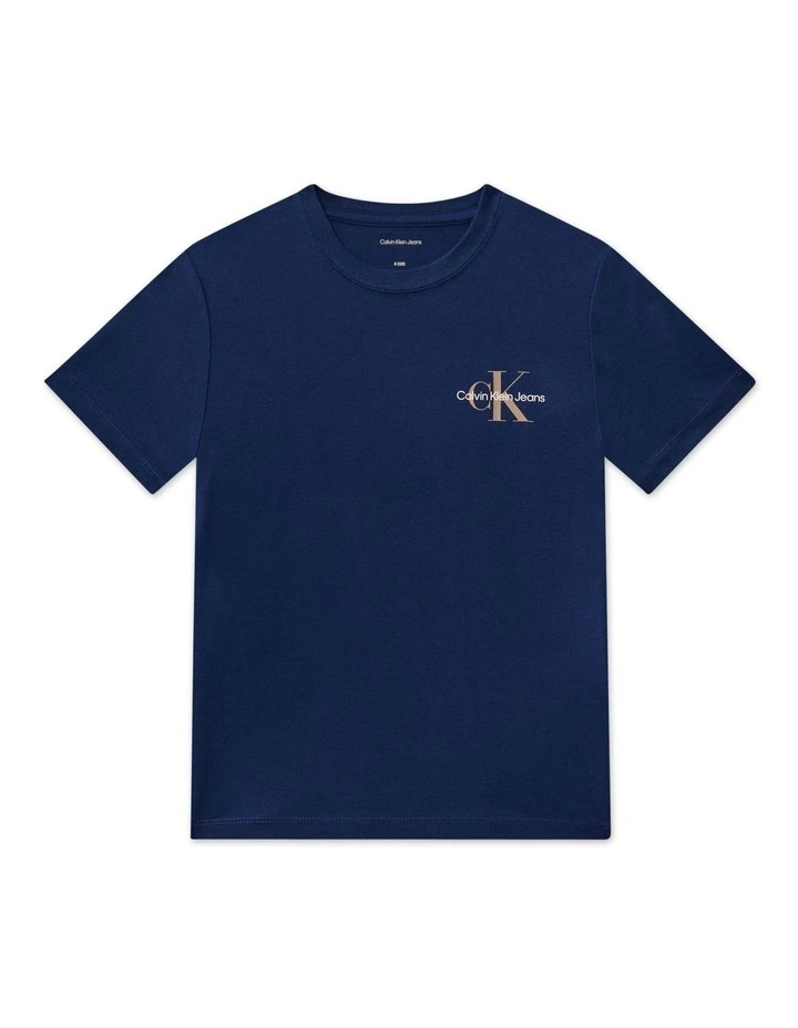 Monogram Chest Logo Tee (8-16 Years) in Blue image 1