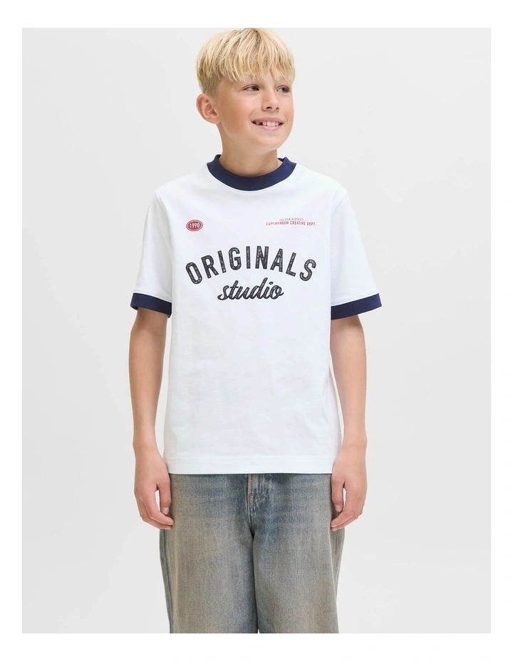 Jorcambridge Ringer Front T-shirt in Bright White image 3