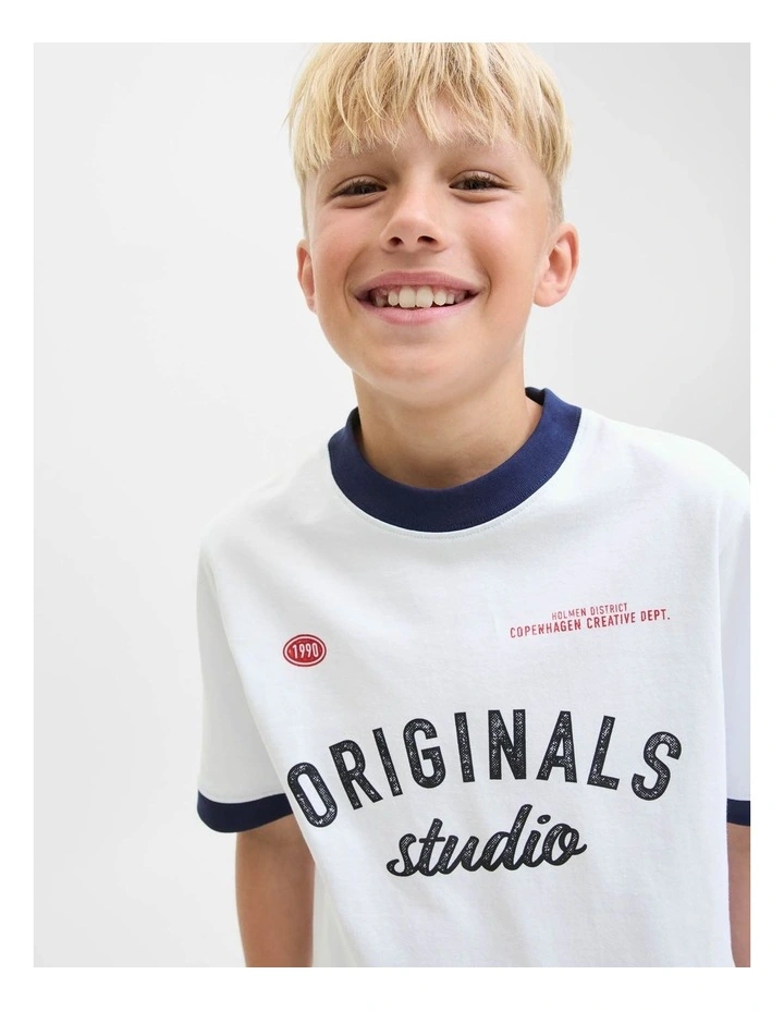 Jorcambridge Ringer Front T-shirt in Bright White image 4
