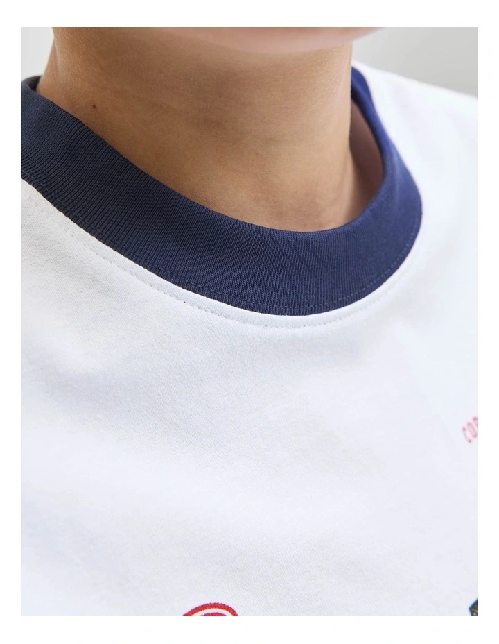 Jorcambridge Ringer Front T-shirt in Bright White image 5