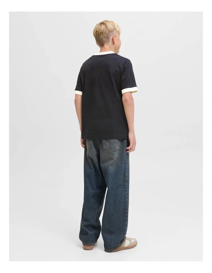 Jorcambridge Ringer Front T-shirt in Black image 2