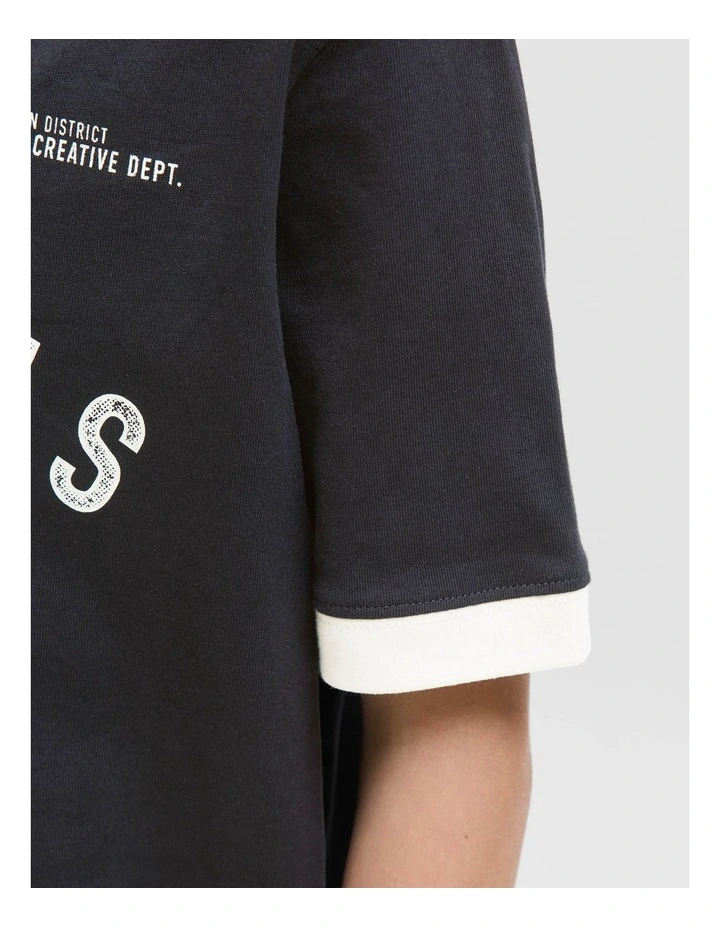 Jorcambridge Ringer Front T-shirt in Black image 5