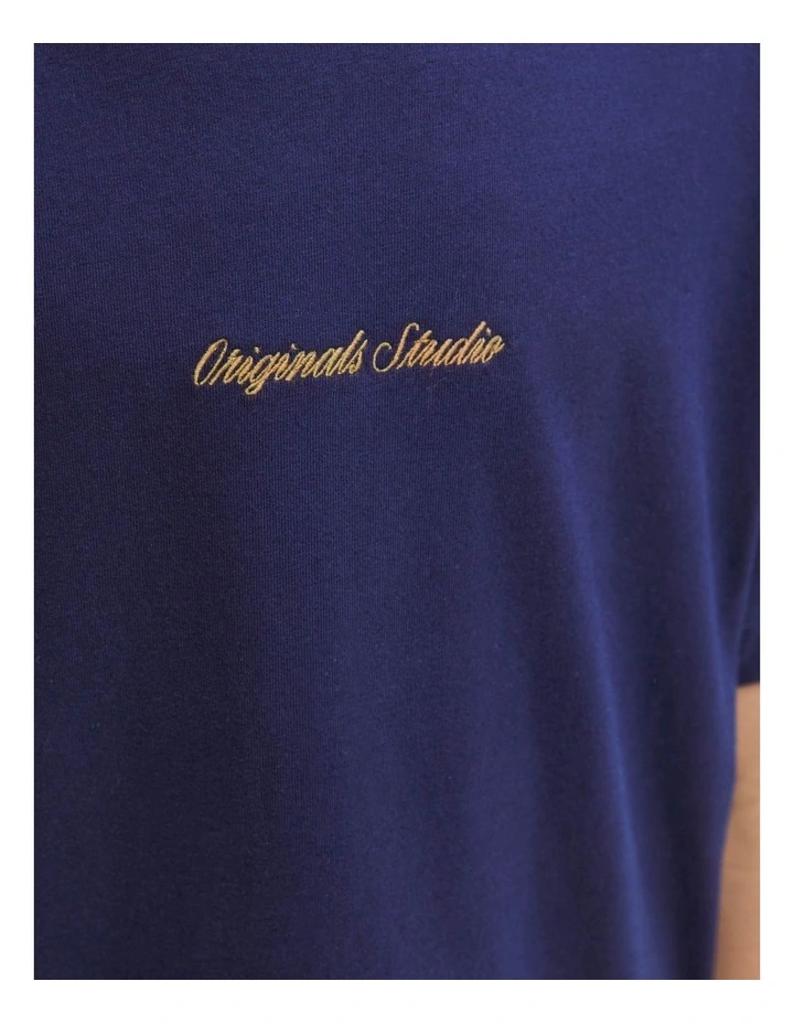 Norrebro Emb Short Sleeve Crew Neck T-Shirt in Ocean Cavern image 5