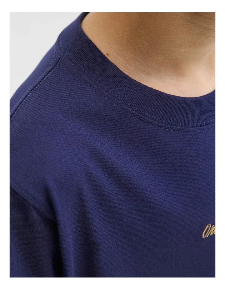 Norrebro Emb Short Sleeve Crew Neck T-Shirt in Ocean Cavern image 6
