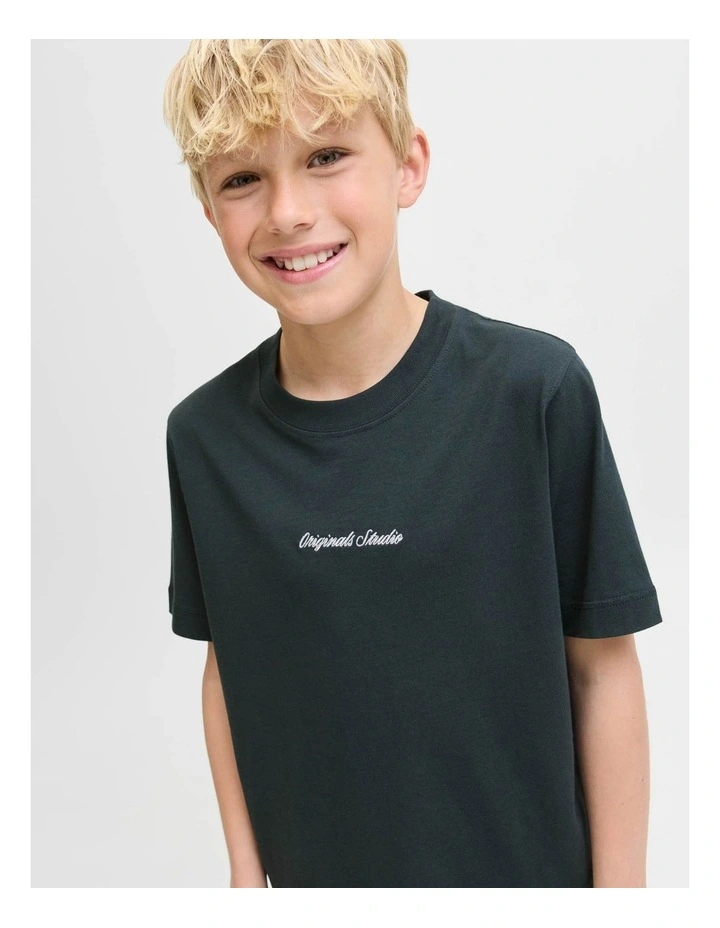 Norrebro Emb Short Sleeve Crew Neck T-Shirt in Forest River image 3
