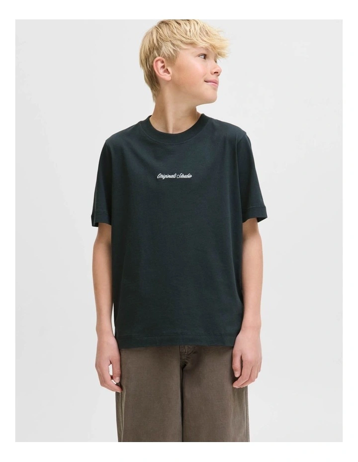 Norrebro Emb Short Sleeve Crew Neck T-Shirt in Forest River image 4