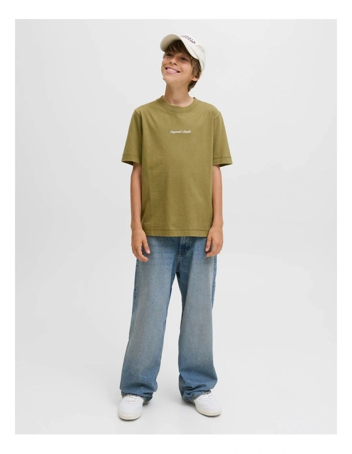 Norrebro Emb Short Sleeve Crew Neck T-Shirt in Olive Drab image 1