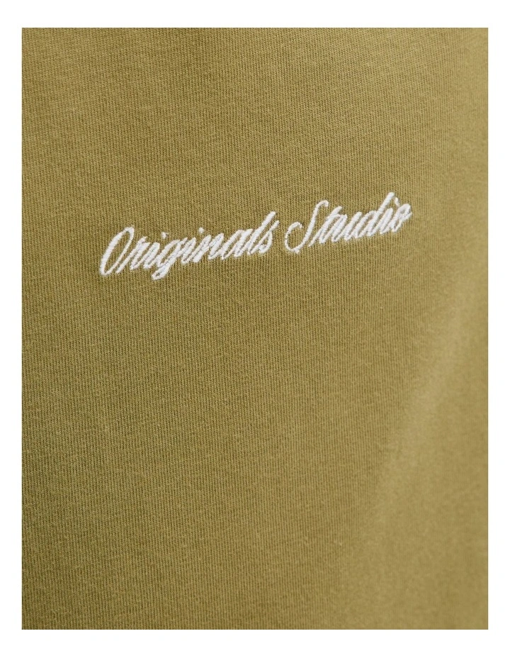 Norrebro Emb Short Sleeve Crew Neck T-Shirt in Olive Drab image 5