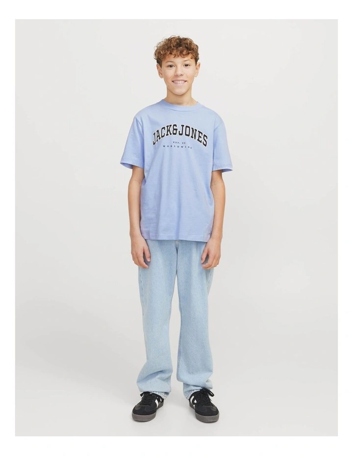 Caleb Varsity Short Sleeve O-Neck T-Shirt in Chambray Blue image 1