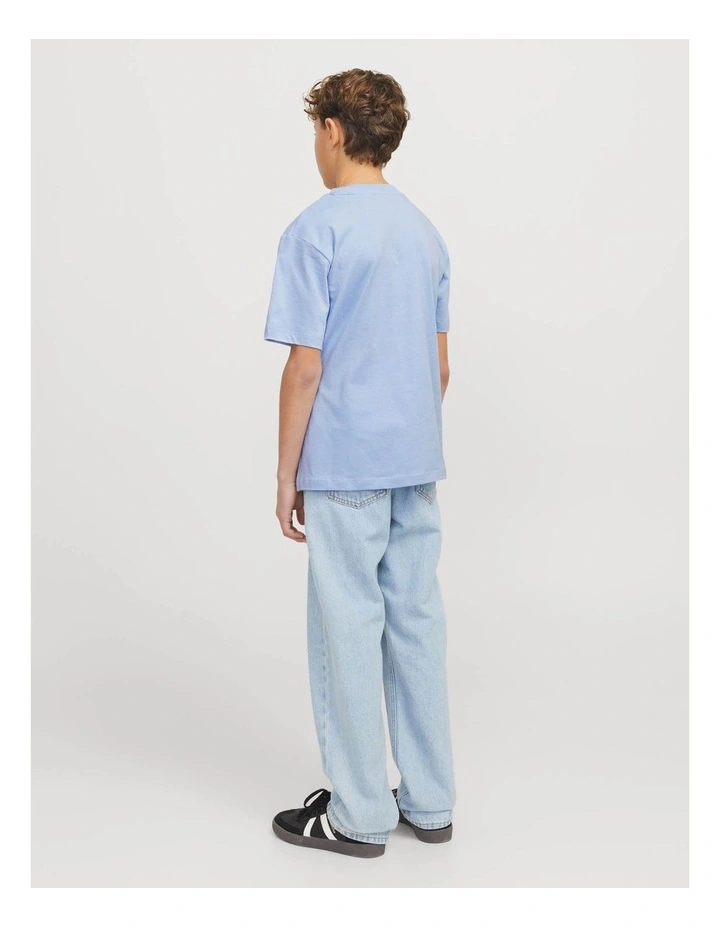 Caleb Varsity Short Sleeve O-Neck T-Shirt in Chambray Blue image 2