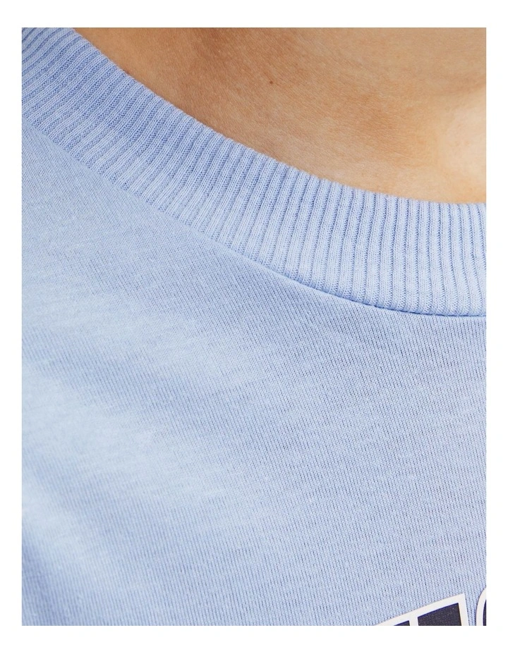 Caleb Varsity Short Sleeve O-Neck T-Shirt in Chambray Blue image 6