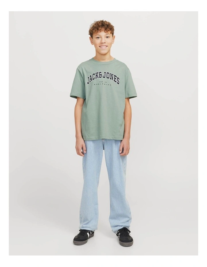 Caleb Varsity Short Sleeve O-Neck T-Shirt in Iceberg Green image 1