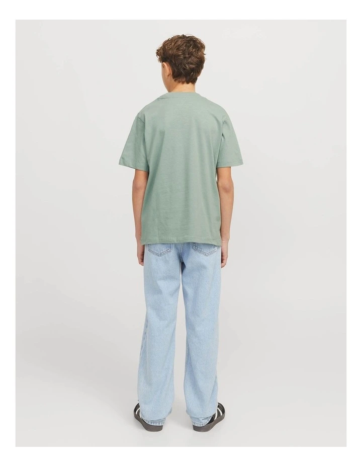 Caleb Varsity Short Sleeve O-Neck T-Shirt in Iceberg Green image 2