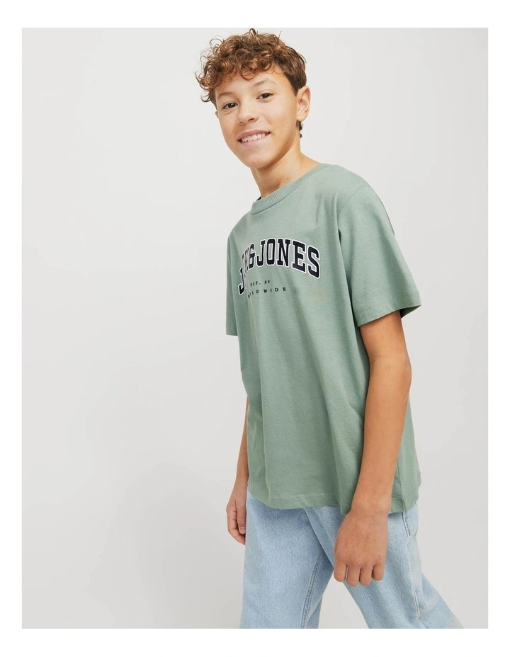 Caleb Varsity Short Sleeve O-Neck T-Shirt in Iceberg Green image 4
