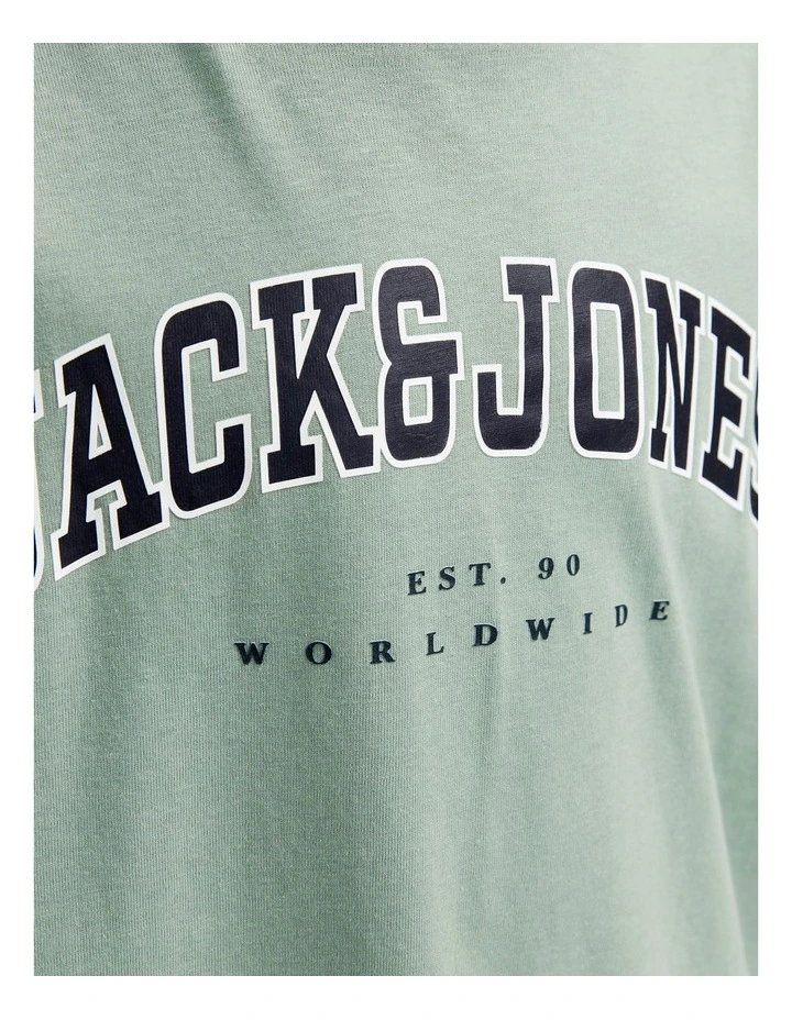 Caleb Varsity Short Sleeve O-Neck T-Shirt in Iceberg Green image 5