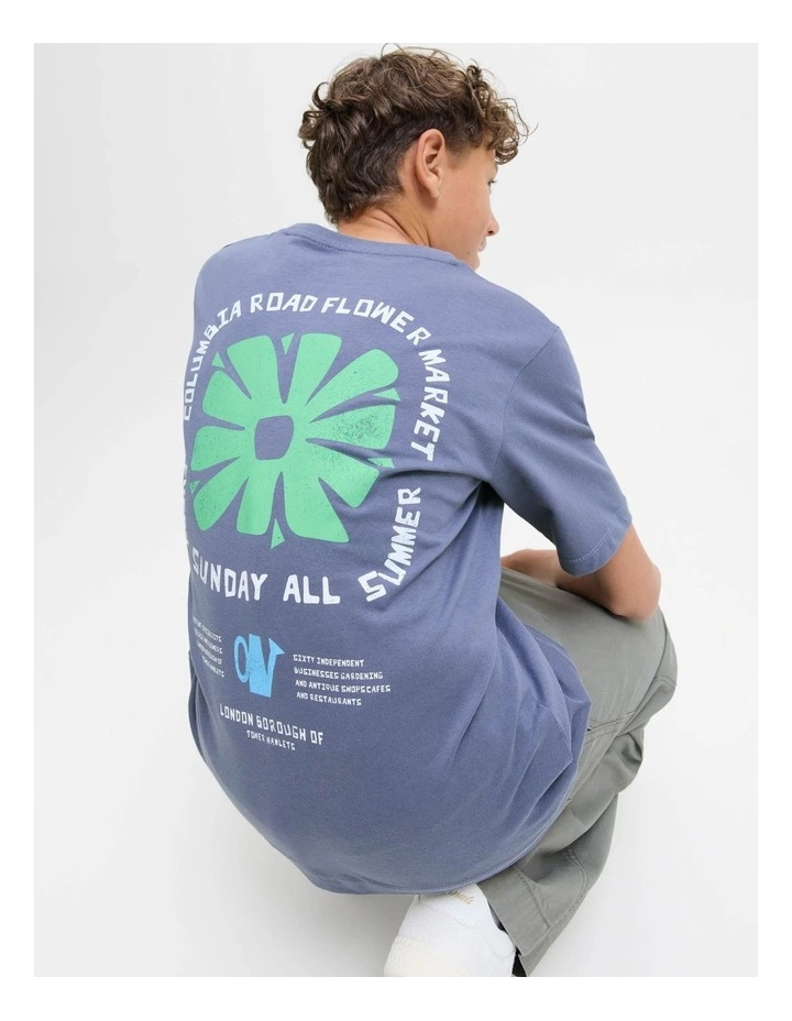 Flower Market Short Sleeve T-Shirt in Nightshadow Blue image 4