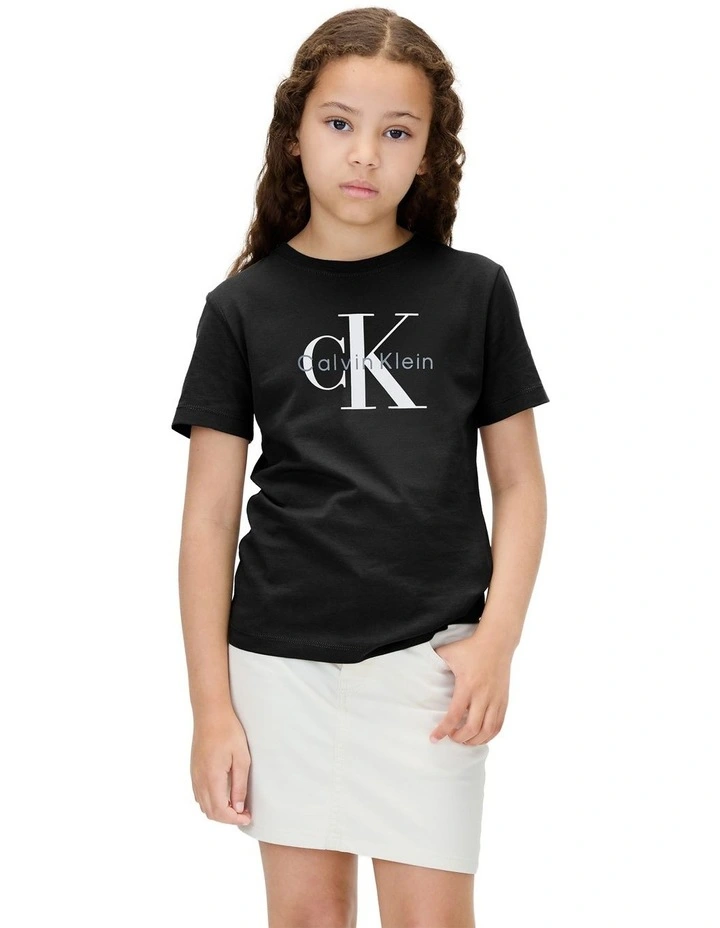 Monogram Short Sleeve T-shirt (8-16 Years) in Black image 1