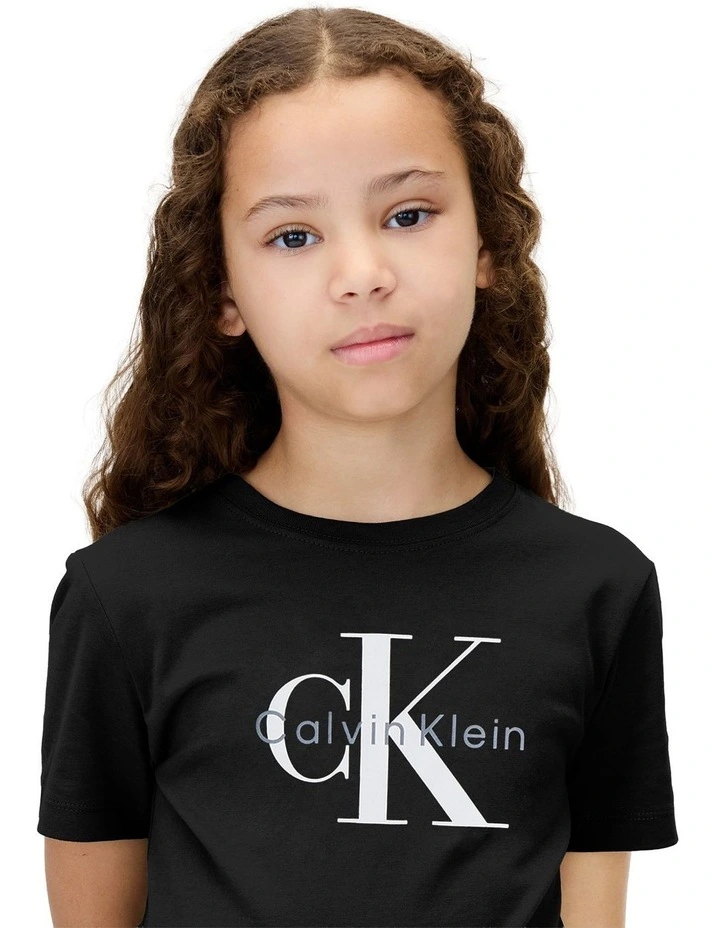 Monogram Short Sleeve T-shirt (8-16 Years) in Black image 3