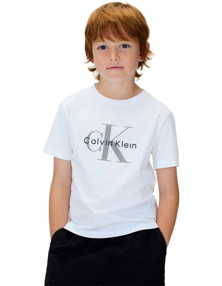 Monogram Short Sleeve T-shirt (8-16 Years) in Bright White image 1