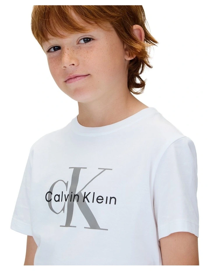 Monogram Short Sleeve T-shirt (8-16 Years) in Bright White image 3