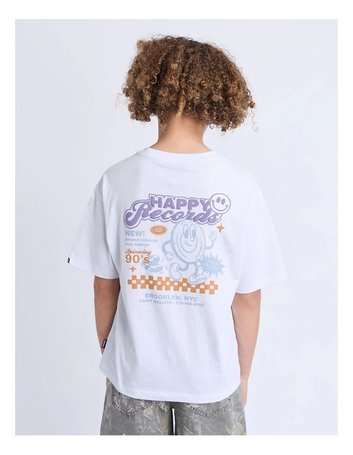 Happy Records Tee (8-16 Years) in White image 3